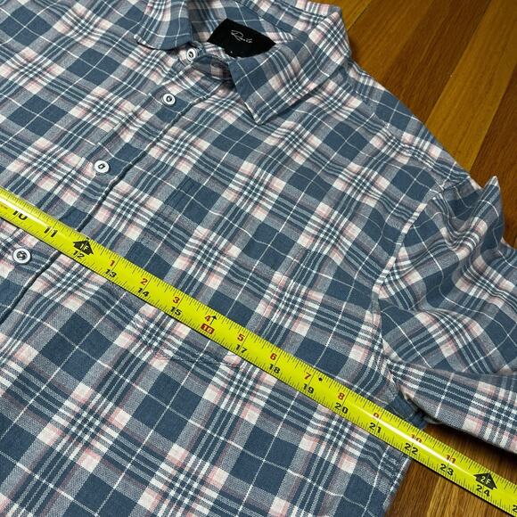 Rails Mens Wyatt Shirt Button Up Long Sleeve Melon Pink Blue Plaid Cotton Large - Picture 6 of 10